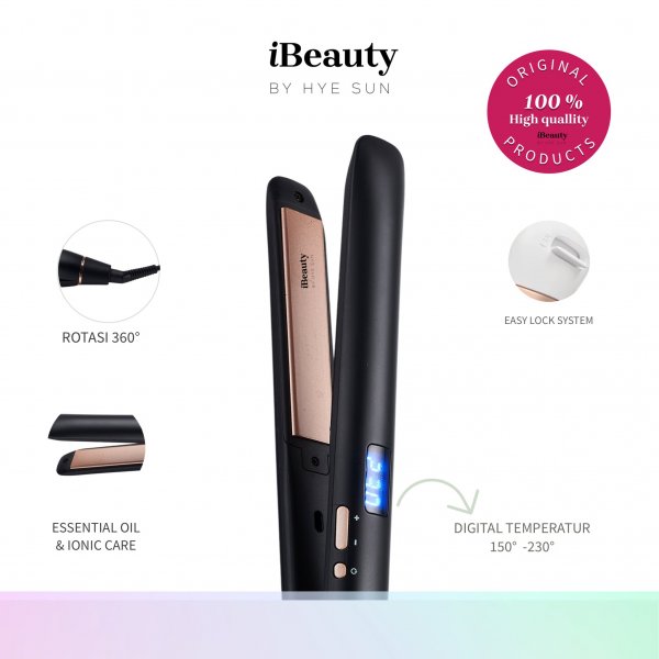 iBeauty Smoothing Hair Straightener 230 - Ionic Ceramic Plate & Infused Oil (Black)